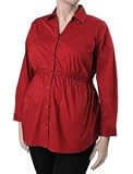 Motherhood Maternity: Plus Size Long Sleeve Shirt Collar Empire Waist Maternity Shirt