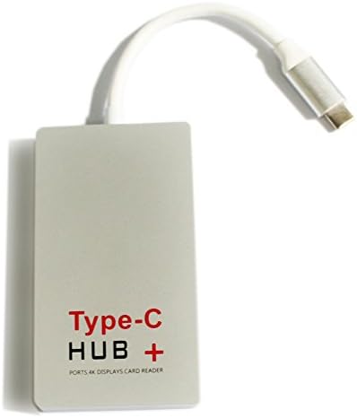 Vanja USB 3.1 Type C Multiple THUNDERBOLT 3 Adapter to HDMI + 2 x USB 3.0 + USB-C Charging Port + SD Card Reader ( HDMI 1.4b, UHD 4Kx2K 3840x2160, Support Power Delivery, USB 3.1 Gen 1 5Gbps) for Apple MacBook 12", Google 2nd Chromebook Pixel, Samsung Galaxy TabPro S 12", Dell XPS 12(9250)/13(9350)/15(9550) and more Type C Enabled Devices (Silver)