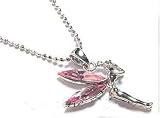 Collier Fee Clochette pendentif + chaine plaque argent - cristal rose