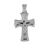 14K White gold Men's cross pendant. 0.60 Ctw.