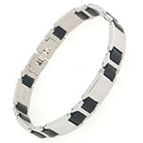 STEELX Polished Steel and Black Bracelet