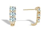 14K Yellow Gold Genuine Oval Aquamarine Earrings