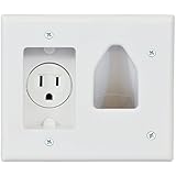 DataComm Electronics 45-0021-WH Low Voltage Cable Plate with Recessed Power, White