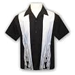 Flames Embroidered Panel Biker / Hot Rod Shirt