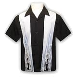 Flames Embroidered Panel Biker / Hot Rod Shirt, Dragonfly