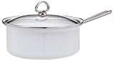 Chantal Enamel-On-Steel 3-Quart Saucepan with Tempered Glass Lid, White