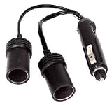 Universal Dual Splitter, Y Adapter for Cigarette Lighter Socket (Replaceable 12 volt, 5 amp Fuse in plug)