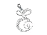 Diamond Script Initial Letter E Pendant, 18k Gold