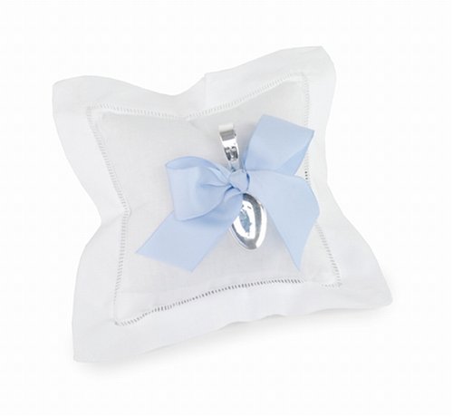 Silverplate Cross Spoon with Pillow-Blue Silverplate Cross Spoon with Pillow-Blue
