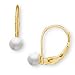 14K Yellow Gold Children's Pearl Drop Lever back Pierced Earrings (Pair)