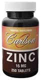 Carlson Laboratories - Zinc, 15 mg, 250 tablets