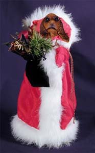 Chocolate Cocker Spaniel Santa Tree Topper