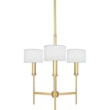 Quoizel RFR5003NR Fererra 3 Light Chandelier, Natural Brass with Off White Linen Shades