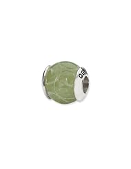 Sterling Silver Etched Jade Stone Charm for 3mm Charm Bracelets