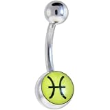 Zodiac Sign PISCES SIGN Logo Belly Button Ring