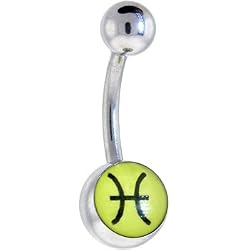 Zodiac Sign Pisces Sign Logo Belly Button Ring