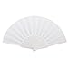 uxcell Plastic Fabric Hand Foldable Fan for Ladies Men White