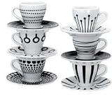 BODUM Set of 6 Espresso Black Patterned Cups and Saucers  from Bodum