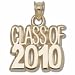1/2" "Class Of 2010" Block Pendant - Gold Plated Jewelry