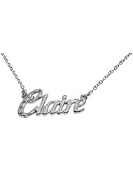 Name Necklaces Claire - Personalized Necklace White Gold Plated 18K, Belcher Chain, 2mm Thick