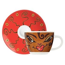 Espresso Coffee Mug and Saucer Set, My Little Darling, Dark Face, Coffee Mug Set in Gift Box