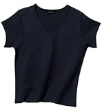 Hanes Silver for Her - Ladies V-Neck T-Shirt Navy-S