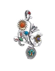 Southwest Spirit Native American Designer Mixed Metal Multi-Gemstone Collaborative Pendant Enhancer