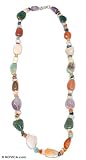 Amethyst, quartz and agate necklace, 'World Mix' 0.8 W 26.4 L
