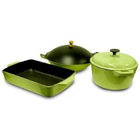 Paylesscookware Light Green 5-piece Classic Cast Iron Cookware Set