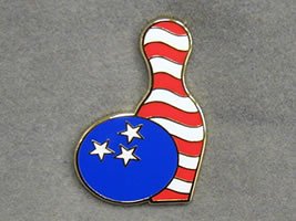 Flag Design Bowling Pin Ball Lapel Pin