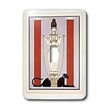 Florene Art Deco & Nouveau - Nouveau Barbier Lady With Panther - Light Switch Covers - single toggle switch