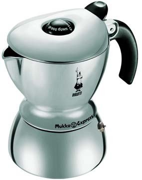 Bialetti 2-cup Mukka Express Stovetop Cappuccino Maker- Polished Silver by Bradshaw