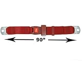 2-Point Lap Seat Belt, Red, 90 Inch Length, with Push Button Release