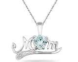 Aquamarine and Diamond MOM Pendant White Gold