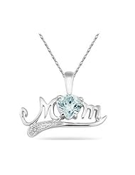 Aquamarine and Diamond MOM Pendant White Gold