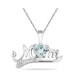 Aquamarine and Diamond MOM Pendant White Gold