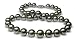 10 x 11mm natural Black Green round Tahitian south sea cultured pearl necklace 17