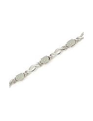 14K White Gold Oval Opal and Diamond Bracelet by Jewelry Mountain
