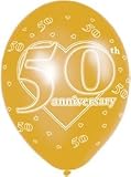 Latex 11 inch Printed Balloons (pack of 6) - 50th Anniversary - Gold