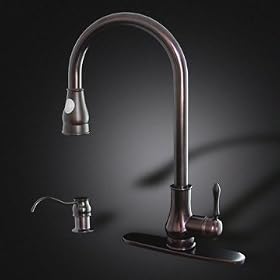Buy 18 Kitchen Faucet with Soap Dispenser & Deck Plate - Oil Rubbed Bronze, Pull... by GHFaucet now!