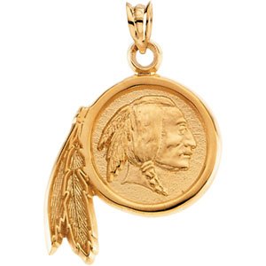 Clevereve's 14K Yellow Gold Washington Redskins Pendant 3.3