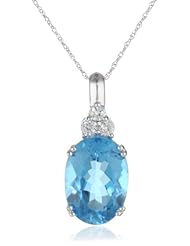 10k White Gold and Oval Gemstone Pendant Necklace, 18"