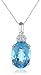 10K White Gold and Oval Swiss Blue Topaz Pendant Necklace, 18