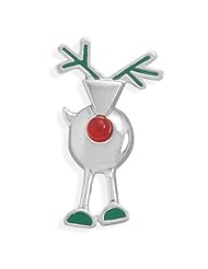 Sterling Silver - Agate/Enamel Reindeer Pin