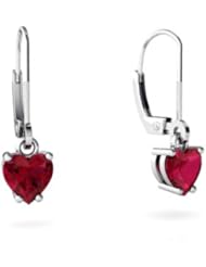 Created Ruby 14kt White Gold Lever Back Earrings