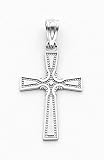 14k Polished & Beaded Cross Pendant