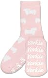 Yorkie Pink No Slip Slipper Socks Fits Size 9 -11