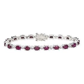 Ruby Sterling Silver Bracelet w/Diamond Accents