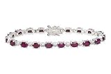 11 Carat Ruby Sterling Silver Bracelet w/Diamond Accents