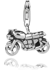 Sterling Silver Motorcycle Charm with Lobster Clasp , Width 1/2 Inch, Length 3/4 Inch, Weight 2gram